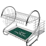 ステンレス製食器棚2段、キッチン用食器棚ドレーナーラックホルダードレンラック食器乾燥ラック引用文、カリキュラムは、教育用黒板テーマ、ライム、ハンターグリーンホワイトの用語で禁煙メッセージステンレス製食器棚キッチンドライドリップトレイカトラリ