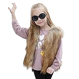 mioim ベビー服 キッズ ファー コート ベスト 冬服 女の子 フェイクファー もこもこ 毛皮 大人っぽい 可愛い 秋 冬 防寒 チョッキ (カーキ, XL)