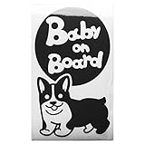 ブラック（黒） 犬 コーギー 走る Baby on board ベビーオンボード ステッカー 窓ガラス用シールタイプ 車 円戌 干支 動物