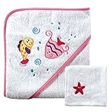 Luvable Friends Hooded Towel and Washcloth, Pink Fish by Luvable Friends