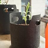 Ruier-tong　不織布プランター 　植物栽培バッグ　植え袋 　丸い布袋　園芸用 フェルト　花　植物　苗　通気性　浸透性　耐久性　1ガロン　ブラック