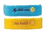 Baby Boy Toddler若い子ヘッドバンド2個刺繍入りメッセージ/ Emojis