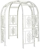ゴージャスアイアンガゼボ 高さ213cm×幅195cm×奥行195cm 立体構造 アンティークホワイト IPN-5416-WHT