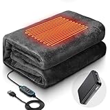 電気毛布 掛け 敷き 兼用 【LEDディスプレイ表示 20000mAhバッテリー付き】 電気ブランケット 電気ひざ掛け 三段階温度調節 タイ