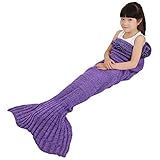 Porpora Mermaid Tail Blanket Mermaid Crochet Knitting Blanket Best Birthday Christmas gift Blanket H