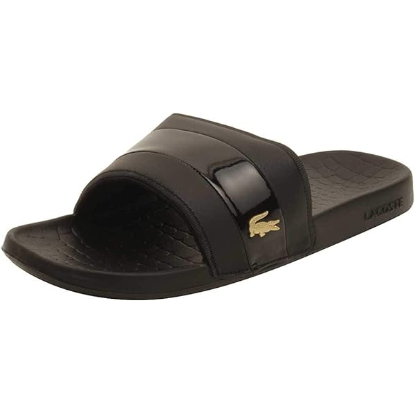 Lacoste ブラック スライドサンダル Amazon.com | Lacoste Men's Serve Slide 1.0, Black & White Croc, 6