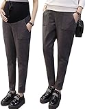 ママ＆キッズ】Poche 秋冬 全2色 マタニティー レーヨン混素材 アンクルパンツ スラウチパンツ ハイウエスト ゆったり 楽ちん 暖かい M~XL