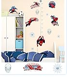 ikeelife Spiderman Cartoon Marvels Hero高さ測定成長チャート壁ビニールデカールfor Kids部屋スパイダーマン装飾ステッカーリムーバブル男の子子供の寝室 140