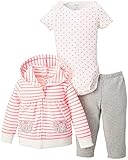 カーターズ carter's baby line 長袖パーカー 半袖ロンパース パンツ セット 6ヶ月 ピンク ボーダー 水玉 綿 121C772 【並行輸入品】