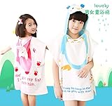 yukinko(ゆきんこ) キッズ 子供 アニマル フード付き バスタオル ビーチタオル バスローブ 海水浴 プール 入浴 (ピンク)
