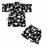 甚平 ベビー 男の子 戦国柄 上下セット じんべい じんべえ ブラック 90