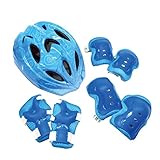 J@G connection（ジャグコネクション） 子供用 自転車用 ヘルメット 単品 ＆ ヒジ ヒザ 手首 プロテクター セット 超軽量 可愛い オシャレ (Sｻｲｽﾞ ブルー（SET）)