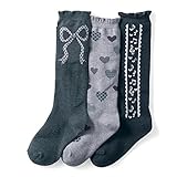 [インソミラ] InSomila ガールズ ハイソックス 靴下 3足セット 蝶結び フォーマル 入学式 卒業式 冠婚葬祭 可愛い キッズ 女の子 リボン/ハート/音符柄