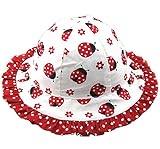 LeafIn ベビー 帽子 キッズ つば広い 花 ドット ハットテントウムシ ひも付き マジックテープ止め 日よけ 紫外線対策 UVcut帽子 子供用 綿クロッシェ チューリップハット バケットハート