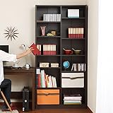 本棚 薄型 ラック 棚 木製 書棚 本箱 シェルフ 収納 コミック 大容量 おしゃれ 〔幅900〕 ダークブラウン