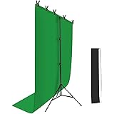 Hemmotop クロマキー グリーンバック 背景スタンド T字型 幅150cmx縦200cm Zoom 撮影用 背景布 スタンド リモート用背景 グリーンスクリーン付き 撮影スタンド 在宅 テレビ会議 テレワーク オンライン飲み会