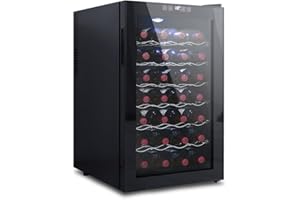 WEIMALL ワインセラー 小型 家庭用 28本収納 70L タッチパネル LED表示 ペルチェ方式 温度調節機能付き ワインクーラー 3段式 小型 冷蔵庫 黒 ブラック