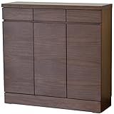 ライフスタイリングショップ キャビネット 窓下収納 幅91cm 木製 薄型 引出付 ダークブラウン DL-612BR