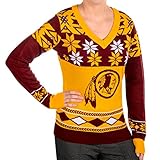 NFLレディースVネックセーター、ワシントンレッドスキンズ、Xラージ