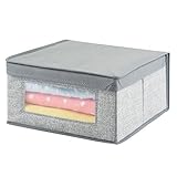 mDesign Fabric Baby Nursery Closet Organizer Box for Clothing, Blankets, Towels, Bibs - Medium, Gray