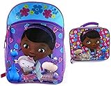 Doc Mcstuffins Blue and Pink 16" Backpack With Rectangular 9" Lunch Box [並行輸入品]