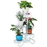 WINOMO フラワースタンド フラワーラック 花台 鉢スタンド アイアン 4段 ホワイト 観葉植物 園芸 インテリア