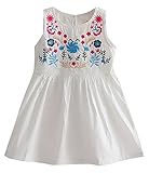 Plus Nao(プラスナオ) ワンピース 子供服 女の子 ガールズ キッズ 夏 ノースリーブ 花柄 刺繍ホワイト ピンク お出かけ 100cm 110cm 120cm ホワイト 130