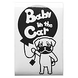 ブラック（黒） 犬 パグ タッチ 風船 Baby in the car ベビー イン ザ カー ベビーインカー ステッカー 窓ガラス用シールタイプ 車 戌...