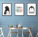 インテリアトリプルデコペインティング、漫画抽象トリプティック、レストラン子供部屋壁画リビングルームソファーの背景壁、北欧スタイル (サイズ : 40 * 60)