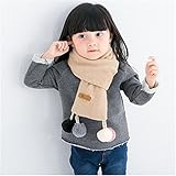 ダブルかわいいヘアボールの男性と女性のためのベビー子供のスカーフを厚く暖かい新しい冬のスカーフソリッドカラーのスカーフ寒いです (Beige)