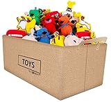 XラージジュートStorage Bin Toyバスケットオーガナイザー20 x 12 x 11インチ、折りたたみ可能なハンドル付きボックス、リバーシブルデザイン、耐水性、リビングルーム、キッチン、キッ