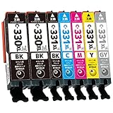 A.I.S キヤノン用 BCI-331XL+330XL/6MP +BK 7本セット 新互換インクカートリッジ 残量表示あり 最新ICチップ QR WEB説明書付き A.I.S製 BCI-331+330/6MP BCI-331XL (BK/C/M/Y/GY) + BCI-330XLBK ×2 合計7本セット