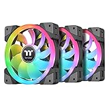 Thermaltake SWAFAN EX 14 RGB PC冷却ファン 3個パック 500~2000RPM 磁気接続 リバーシブルブレード コントローラー付き CL-F144-PL14SW-A 140mm ブラック