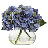 Nearly Natural 1356-BL Blooming Hydrangea with Vase, Blue [並行輸入品]