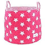 Minene Large Storage Basket with Fuchsia Stars - star storage baskets, round storage baskets, large 