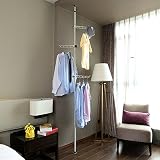 allzone Exclusive Floor Standingコート帽子ラック、43 – 122、" 3 360d回転可能ハンガーと12フック、スチール、NeverRust、ホワイト