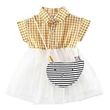 (プタス)Putars幼児の赤ちゃんの女の子の綿の半袖のチェック柄の服のパーティープリンセスドレスセット6ヶ月 - 24ヶ月