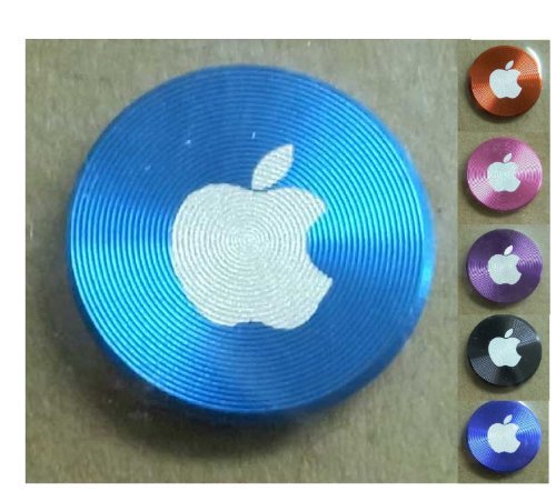 iPhone iPad iPod ボタンステッカー カスタム アルミ素材 ボタンシール スカイブルー・アップル