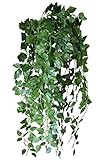 MedianField 【 造花 ポトス 葉 】 壁掛け 人工 観葉植物 壁 インテリア アンティーク 雑貨 フェイク 壁掛 グリーン 緑 植物 吊り (5本)