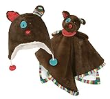 Stephan Baby Ultra-Soft Cuddle Bud Security Blanket and Matching Fuzzy Hat Gift Set, Pierre The Dog 