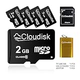 Cloudisk Micro SDカード2 GB(5個セット) フラッシュカード クラス6、SDアダプタ、カードリーダー（2 GB）
