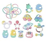 歯の教育用おもちゃを噛んでTeetherハンドベルのおもちゃ新生児のギフトセット赤ちゃん、12個ボトル内+球