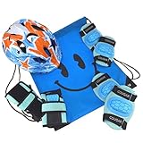 J@G 子供用 自転車用 ヘルメット ヒジ ヒザ 手首 プロテクター セット ナップサック付き 超軽量 可愛い (Sｻｲｽﾞ オレンジスター（SET）)