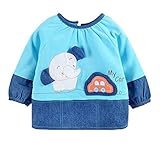 かわいいコーデュロイ防水スリーブビブベビーフィードビブスブルー