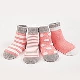 Helen Baby 赤ちゃん ベビー 新生児 柔らかい靴下 4足セット 男の子 女の子 キッズ ベビーソックス（S,ピンク）