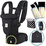 ベビーウエストベルト付エルゴベビー 抱っこ紐 ADAPTアダプト/ブラック 防寒セットLd7【日本正規品2年間保証-SG認定付】本体＋防寒ケープ＋パッド２個+収納ポーチ付 ERGO Baby