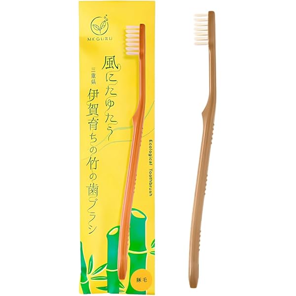 Amazon | 天然毛の竹歯ブラシ（ナイロン不使用）- 完全 100%生分解性