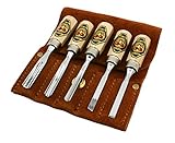 Two Cherries 515-8575 5-Piece Small Wood Carving Tool Set with Leather Pouch [並行輸入品]
