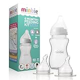 Minbie 6 Month+ Feeding Kit EXTRA Includes both 6+ and 9+ Month Nipples and 9oz Bottle [並行輸入品]
