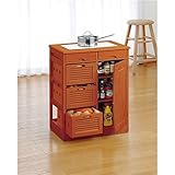 天然木野菜収納庫付きキッチンワゴンレギュラー ブラウン